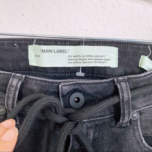 OFF-WHITE Diag Cherry flared jeans Vietag black Multi- Made in Italy 25” - Picture 9 of 11